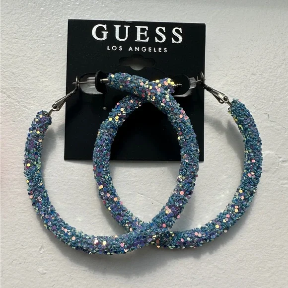 GUESS Set of 2 Glitter Hoop Earrings - Picture 3 of 3